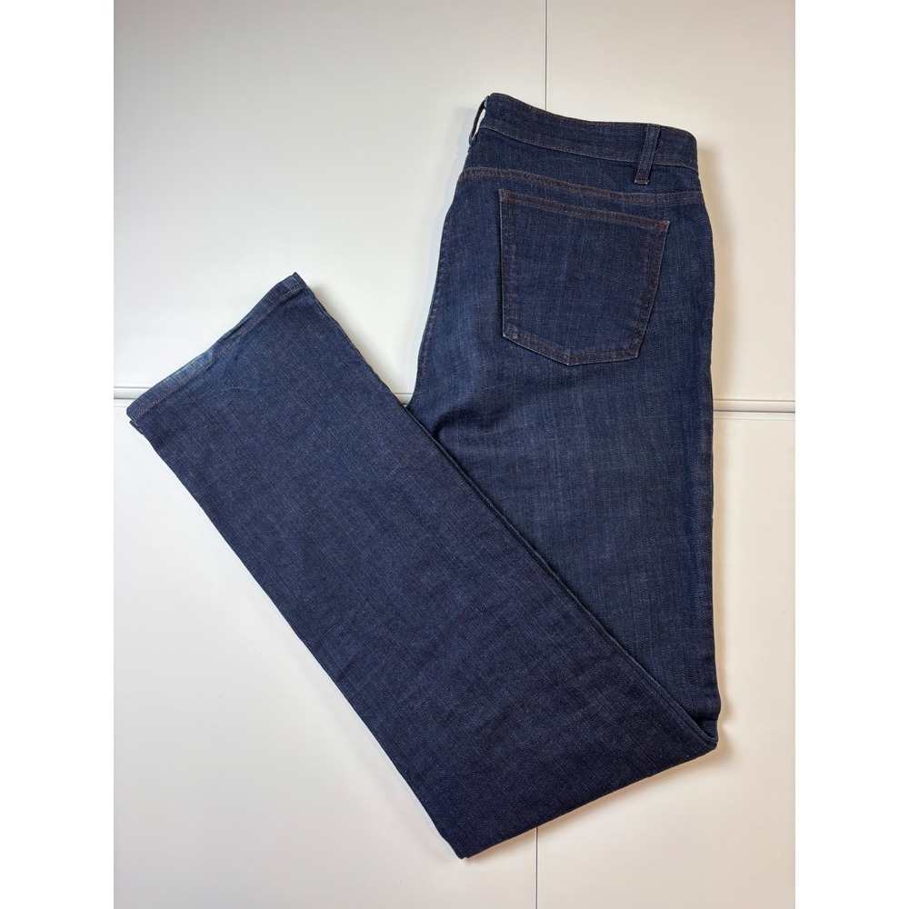 Eileen Fisher Jeans Women 12 Dark Wash Straight Bootcut Denim Portugal Stretch